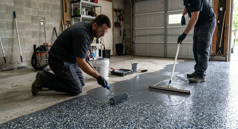 Speckled Garage Floor Painting in Columbia, SC